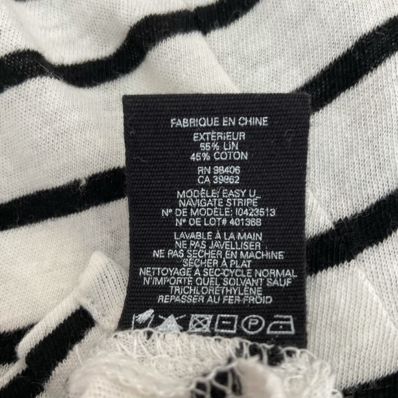 Theory womens tshirt white black stripe short sleeve linen top - Picture 4 of 6